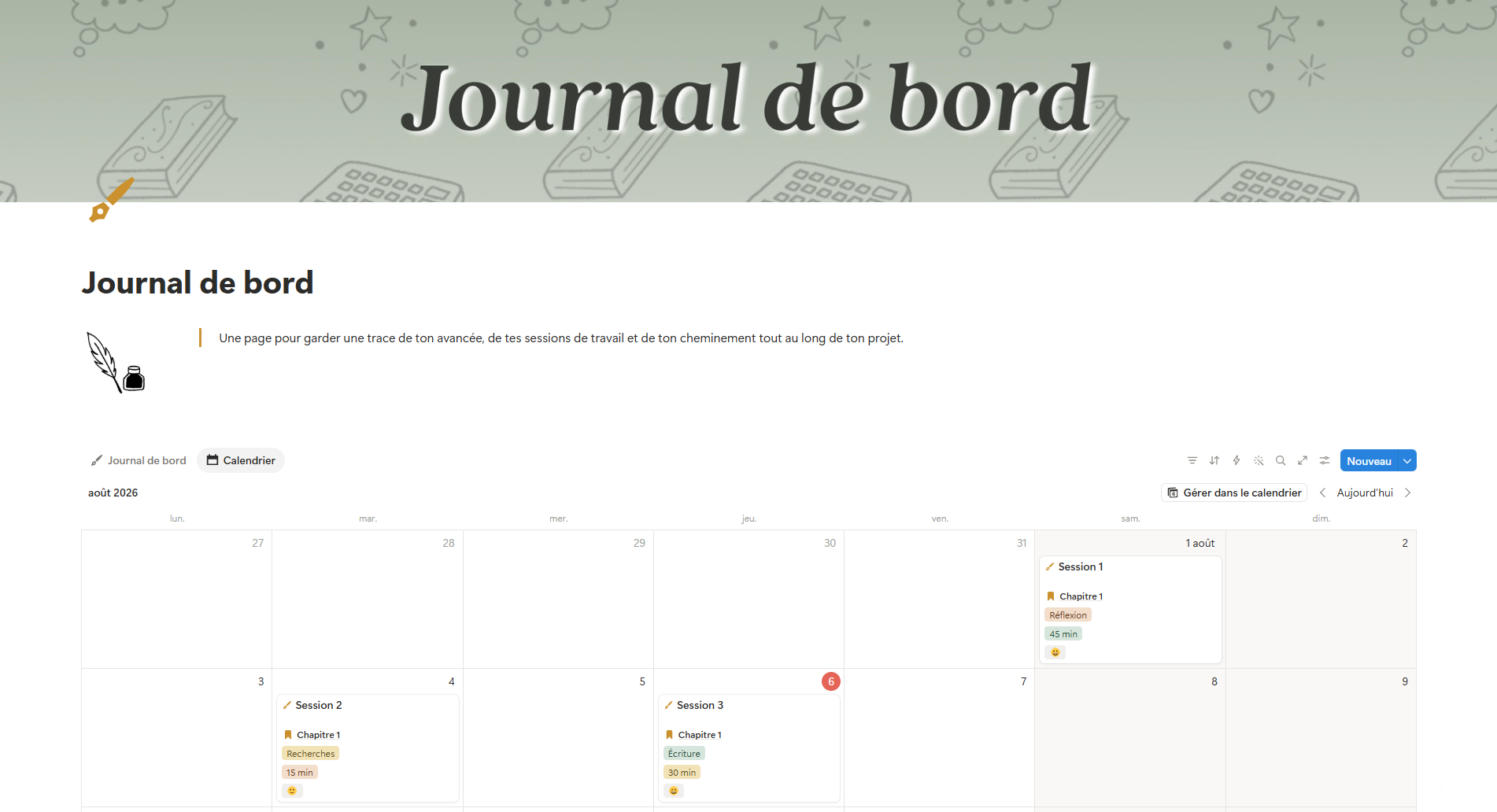 Template Notion Écriture d’un livre – Image 3