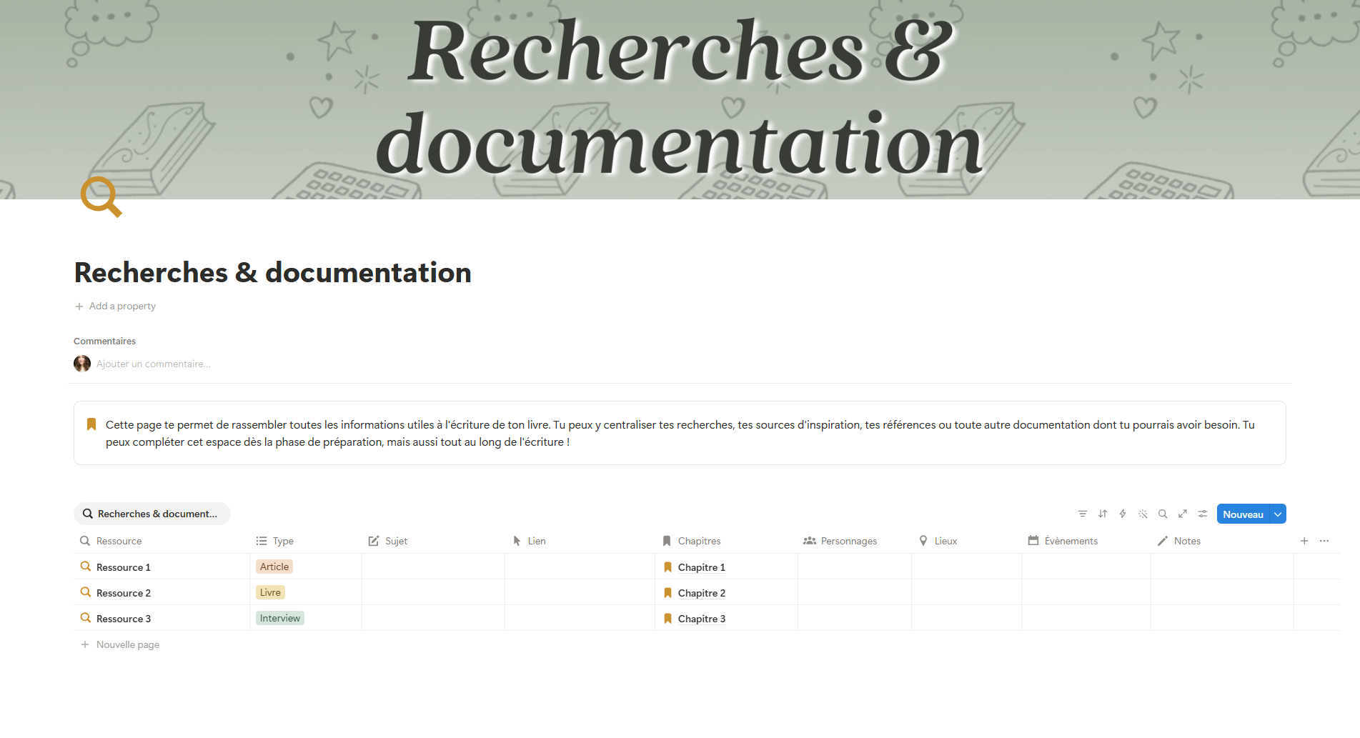 Template Notion Écriture d’un livre – Image 7